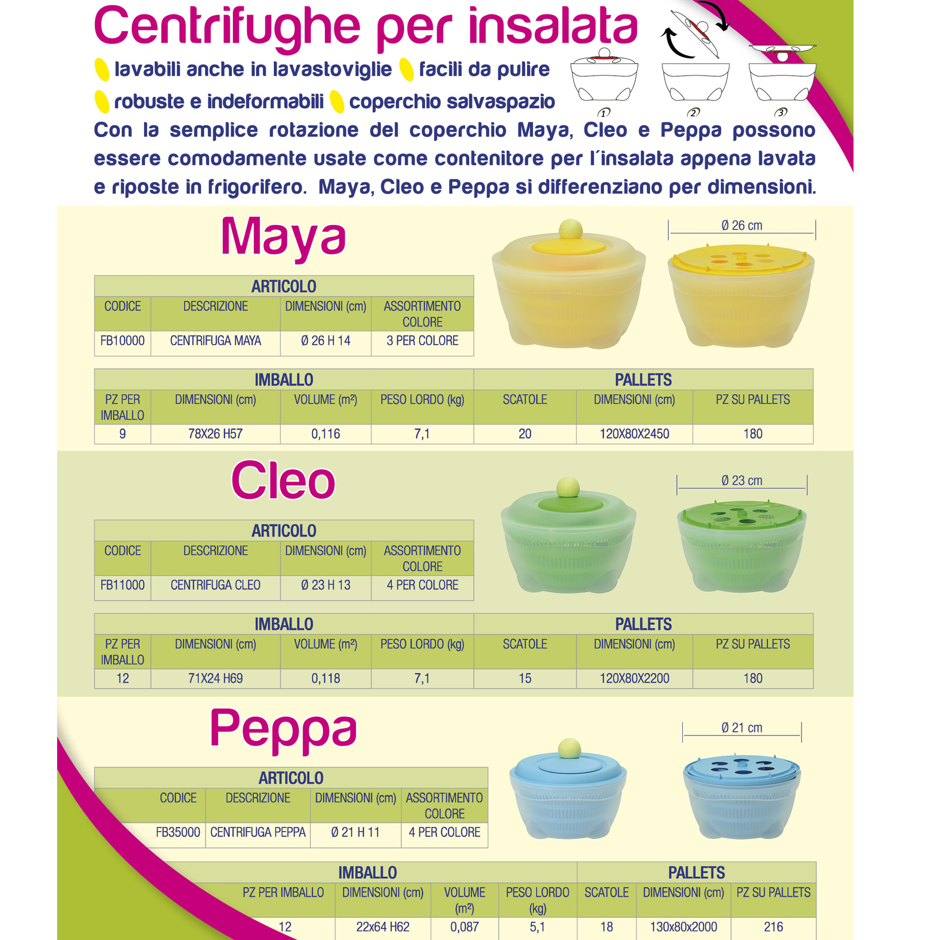 Maya Centrifuga per Insalata Piccola Peppa Colore Verde, 1 Pezzo